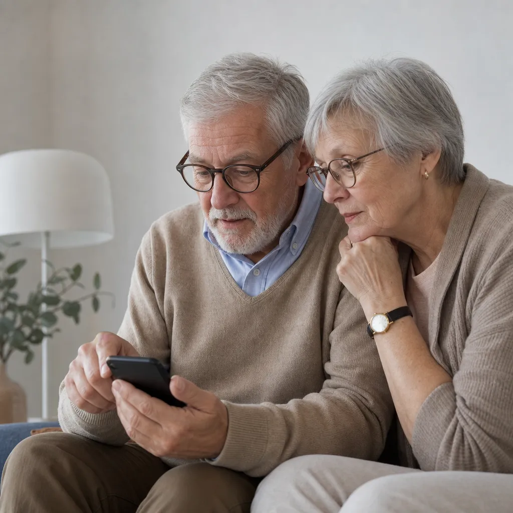 Pensionär delbetalar en ny mobiltelefon på avbetalning tillsammans med seniorabonnemang