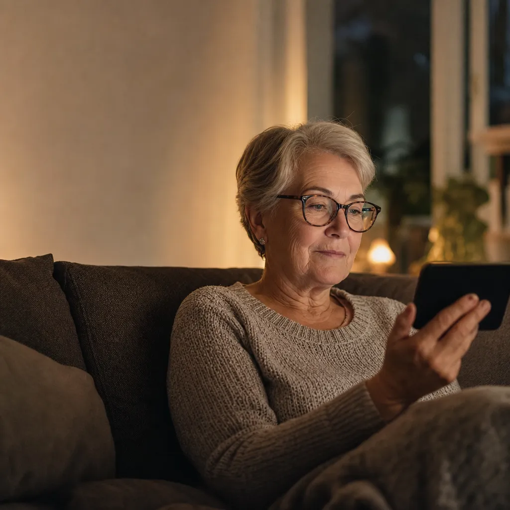Pensionär surfar fritt på mobilen med Chilimobils seniorabonnemang